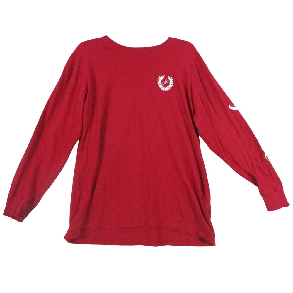 Victoria's Secret PINK‎ Womens Red Long Sleeve Logo T-Shirt Medium Laurel Wreath